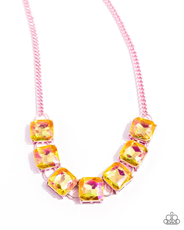 Paparazzi Necklace ~ I SQUARE to Secrecy - Pink