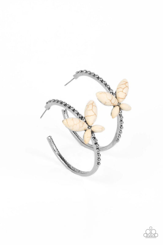 Paparazzi Bohemian Butterfly - White Earrings