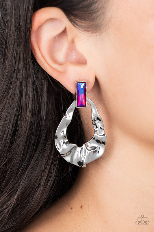 Paparazzi Metro Meltdown - Pink Post Earrings