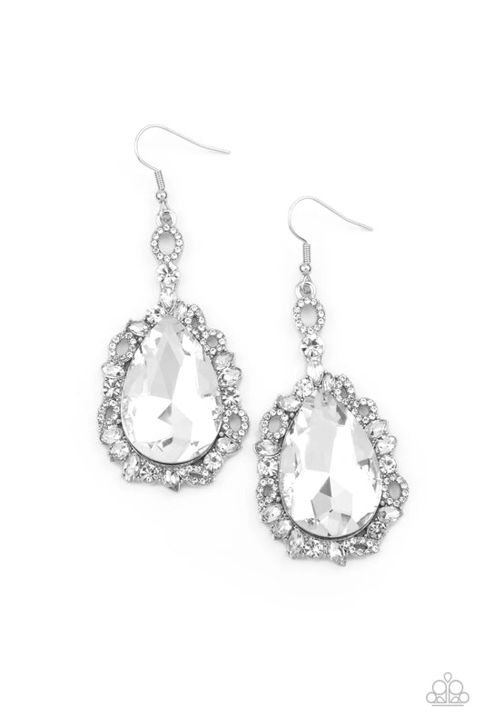Paparazzi Royal Recognition - White Earrings