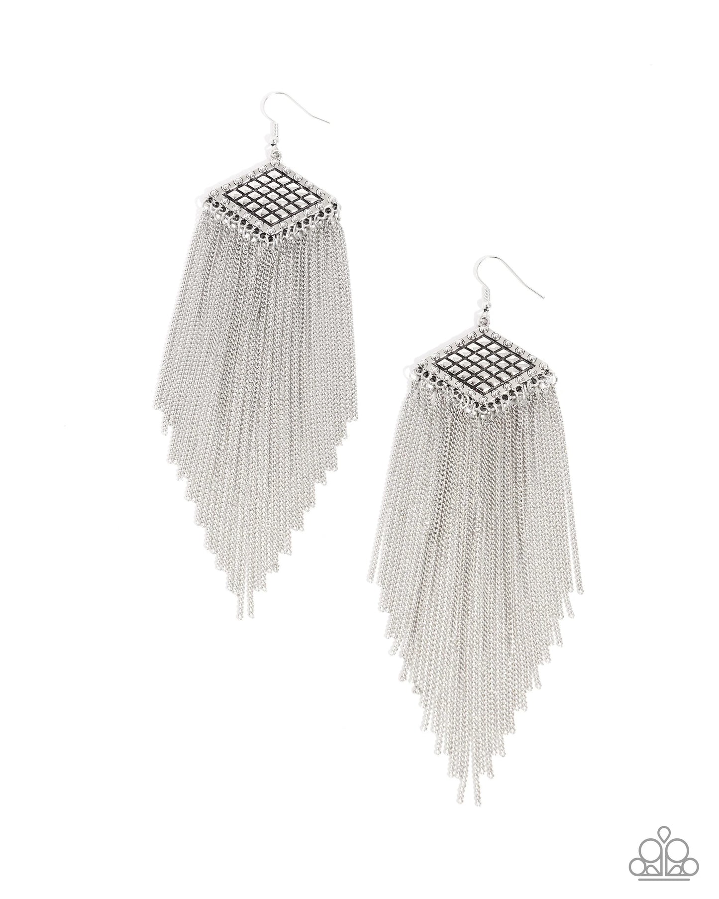 Paparazzi Forged Fringe - Silver Earrings