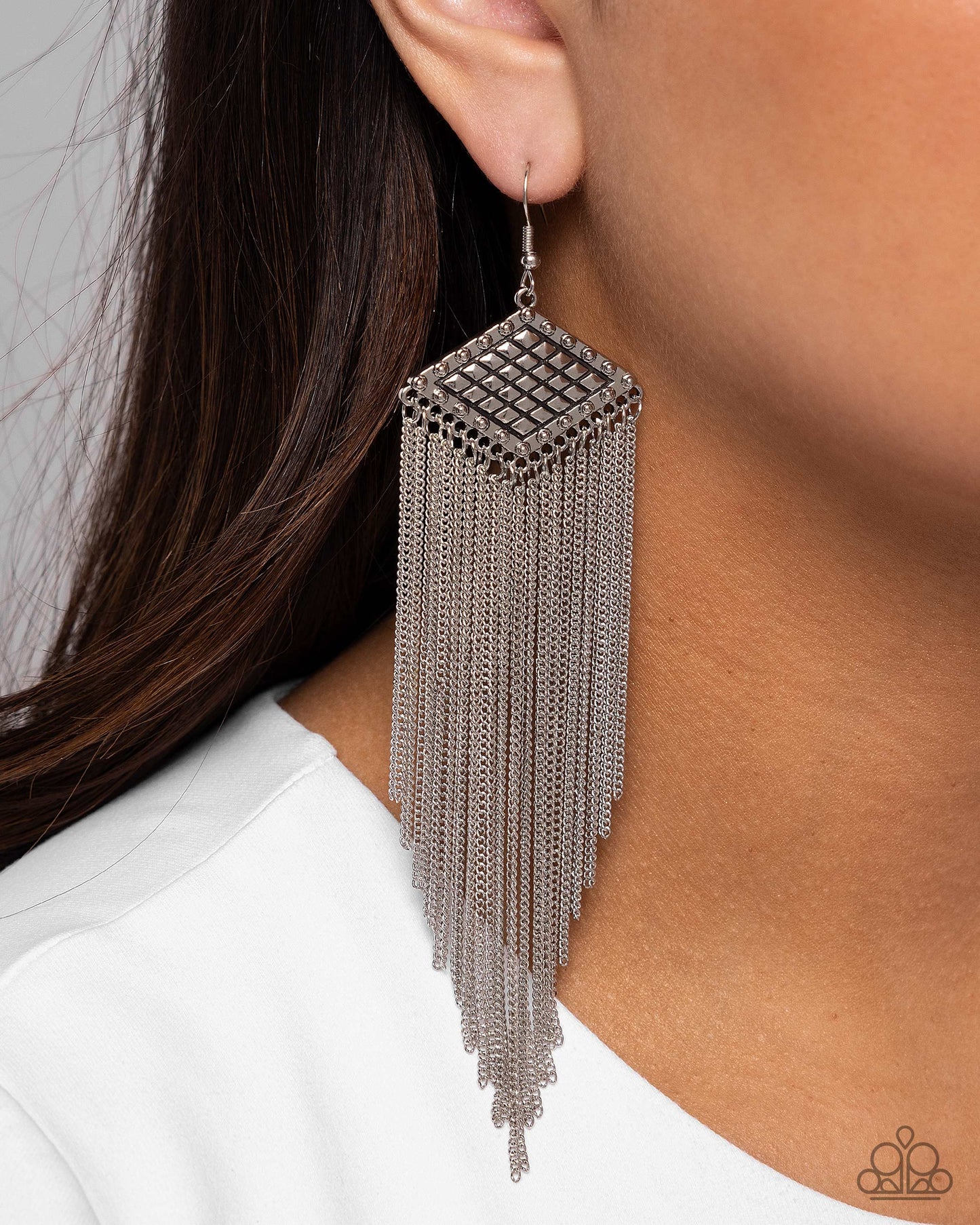 Paparazzi Forged Fringe - Silver Earrings