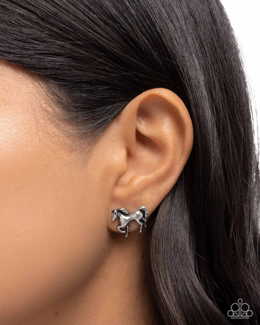 Paparazzi Stallion Selfie - Silver Post Earrings