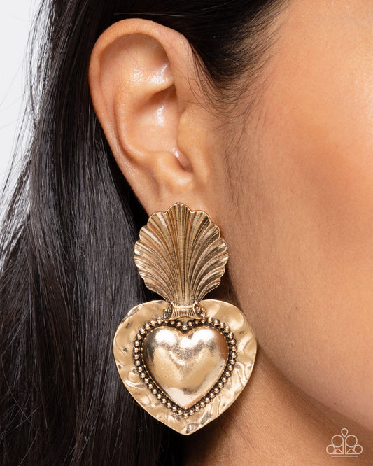 Paparazzi Mythical Moment - Gold Post Earrings
