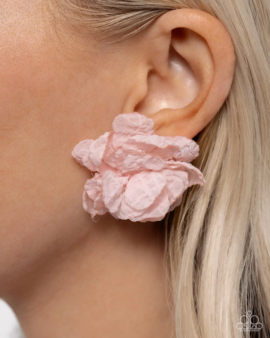 Paparazzi Tulle Twist - Pink Post Earrings