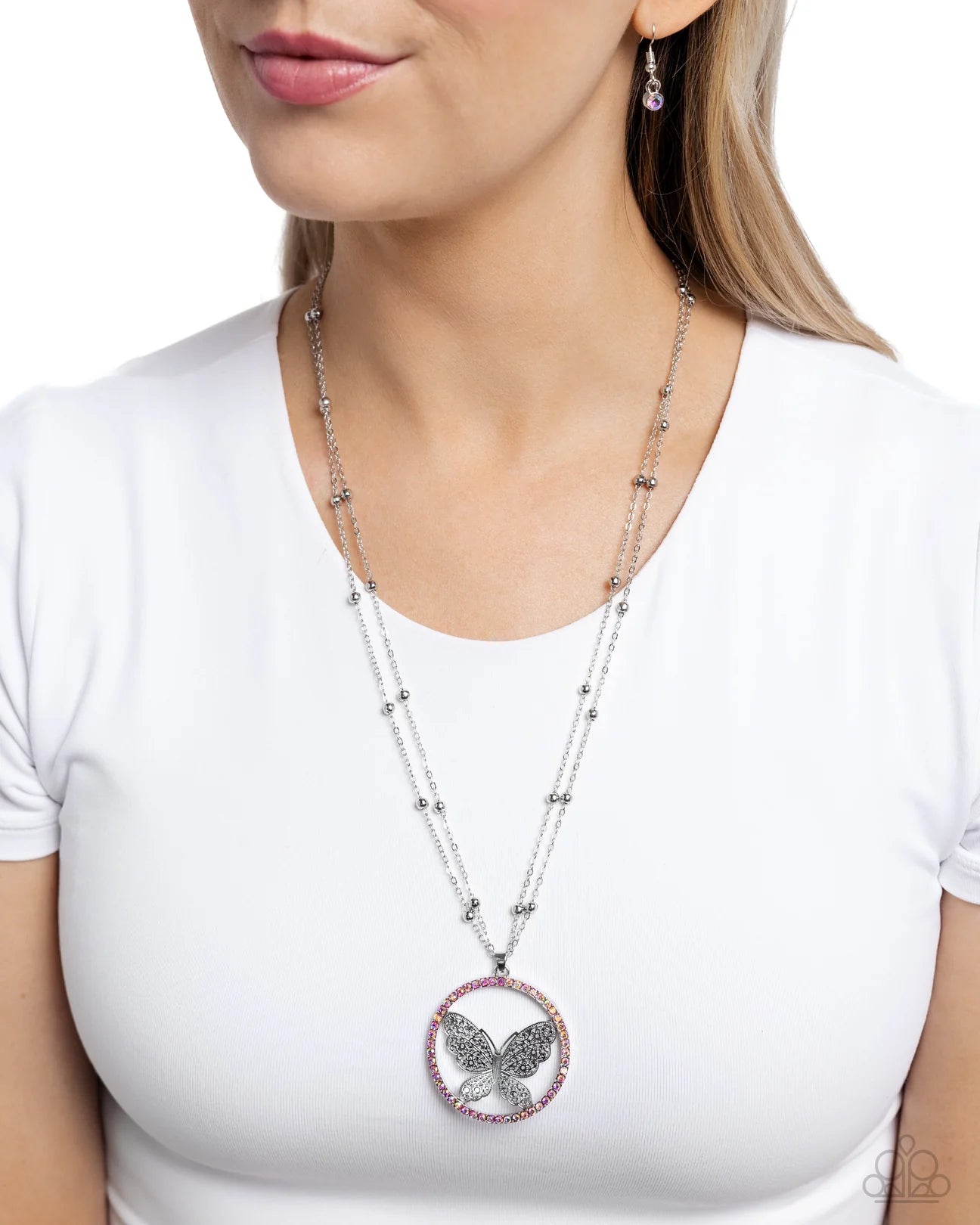 PAPARAZZI "FESTIVE FLIGHT" PINK NECKLACE