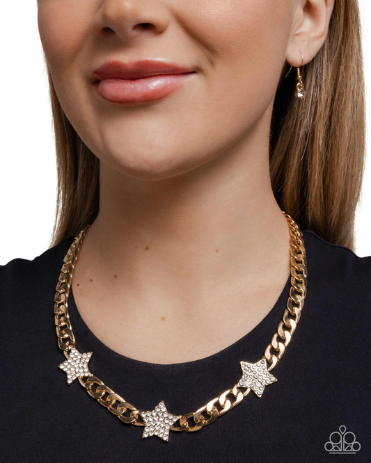 Paparazzi Uncle Sam Stars - Gold Necklace