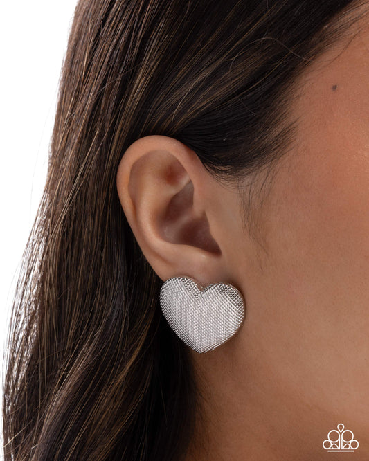 Smitten Studs - silver - Paparazzi earrings
