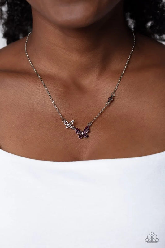 Paparazzi Necklace ~ Cant BUTTERFLY Me Love - Purple