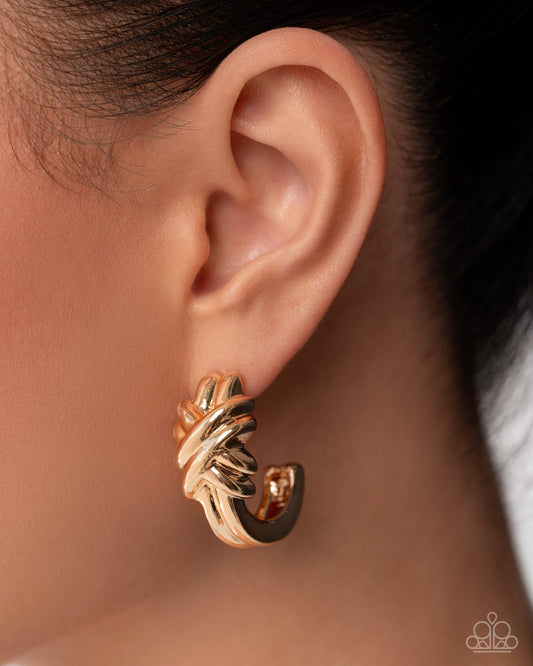 Paparazzi Honor Bound - Gold - July 2025 Life of the Party Exclusive Earrings