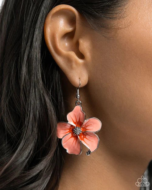 Paparazzi Earring ~ Floral Flavor - Orange