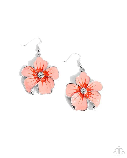 Paparazzi Earring ~ Floral Flavor - Orange