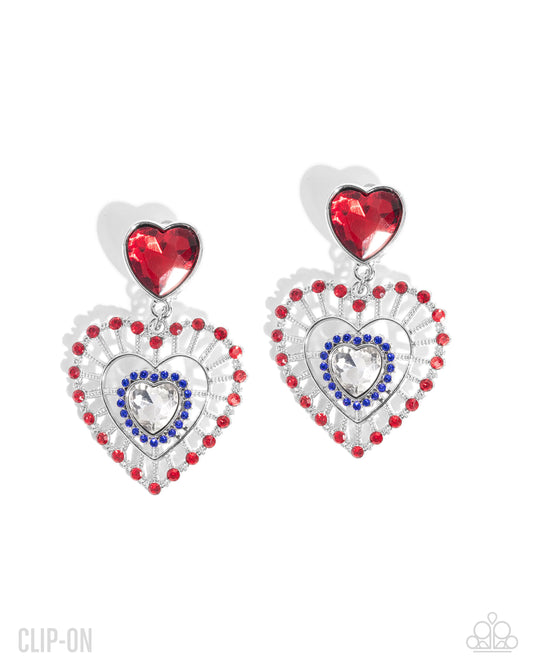 Paparazzi Patriotic Pattern - Earrings Clip-On