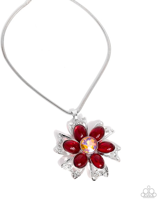 Paparazzi Floral Figurehead - Red Necklace