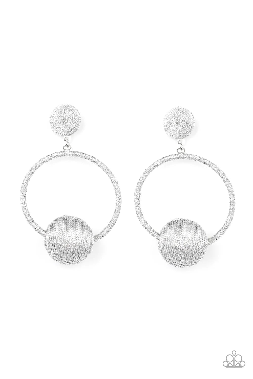 PAPARAZZI "SOCIAL SPHERE" SILVER POST EARRINGS