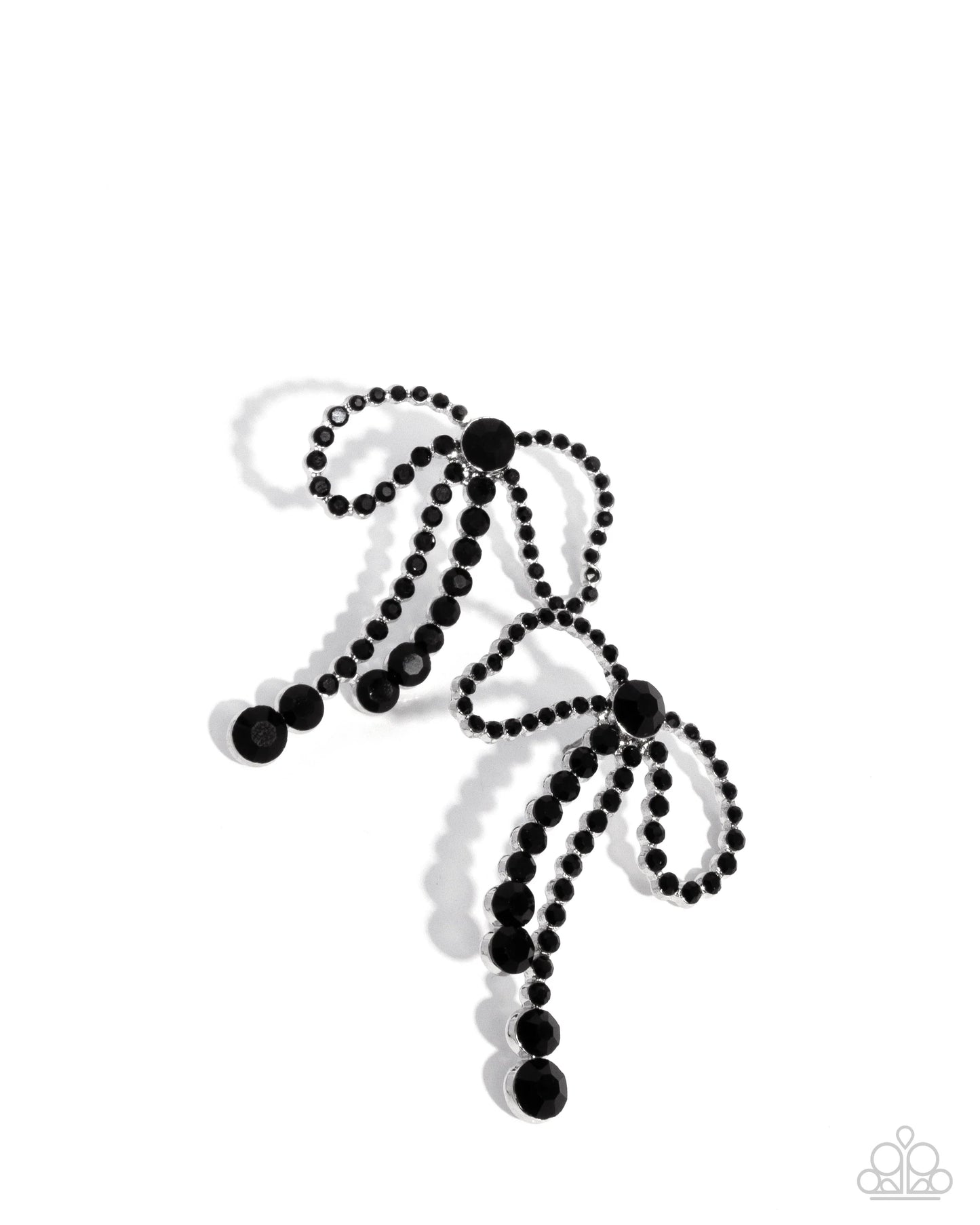 Paparazzi Black Tie Bow - Black Post Earrings