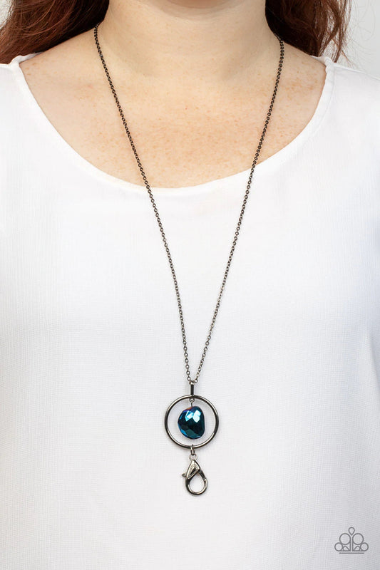 PAPARAZZI "HANDS-DOWN DAZZLING" BLUE LANYARD NECKLACE