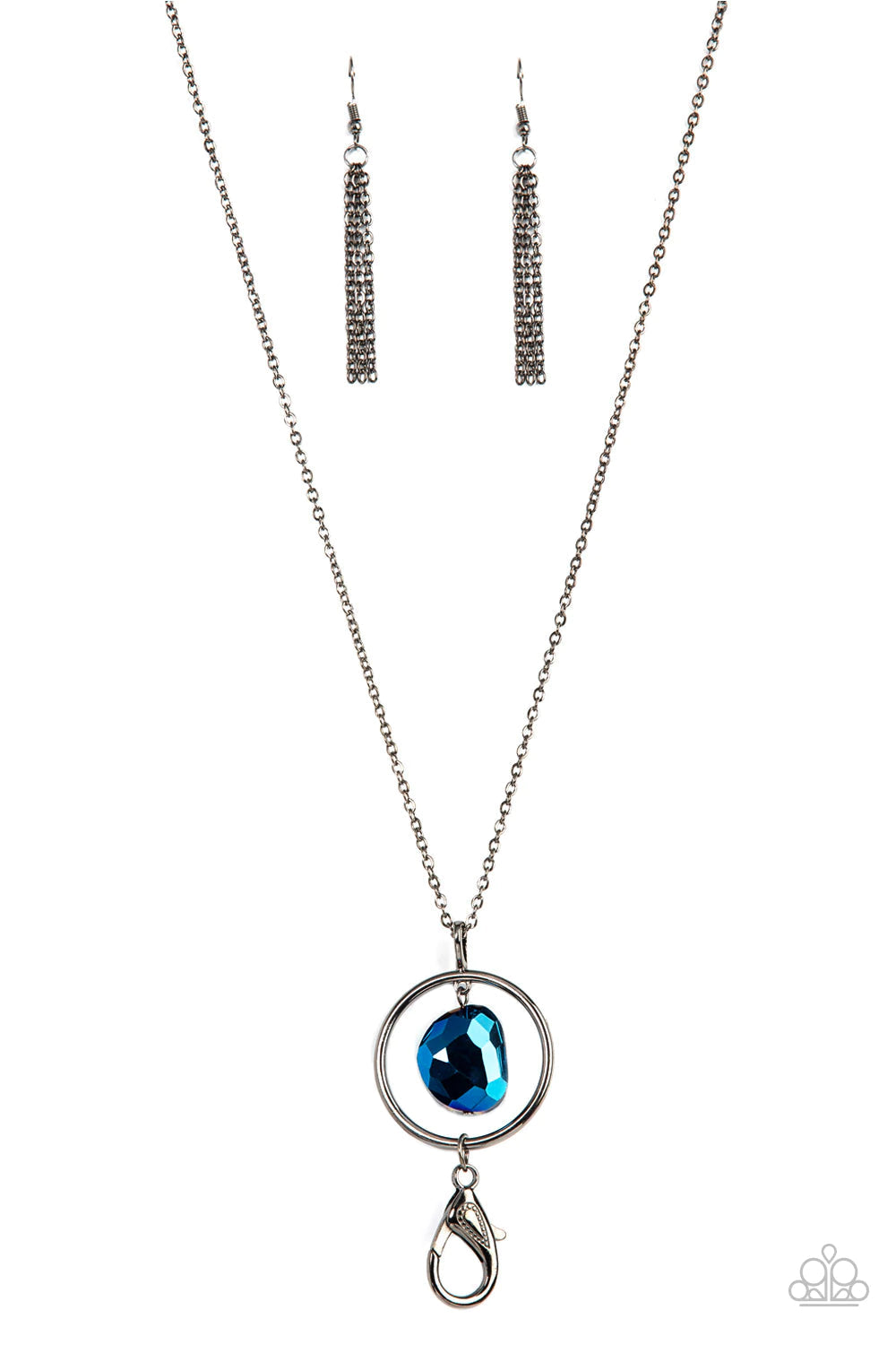 PAPARAZZI "HANDS-DOWN DAZZLING" BLUE LANYARD NECKLACE