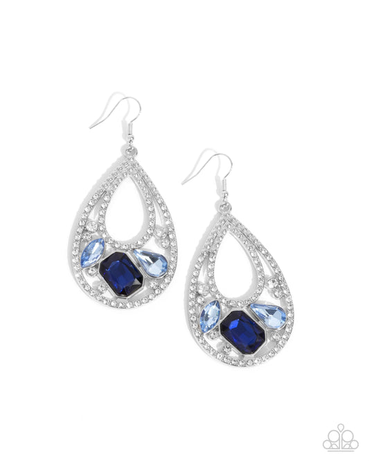 Paparazzi Teardrop Trifecta - Blue Earrings