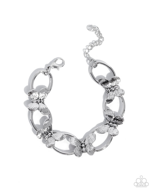 Paparazzi Fluttering Fabrication - Silver Bracelet