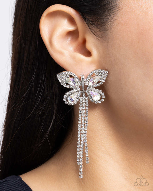 Paparazzi Next SOAR - White Post Earrings