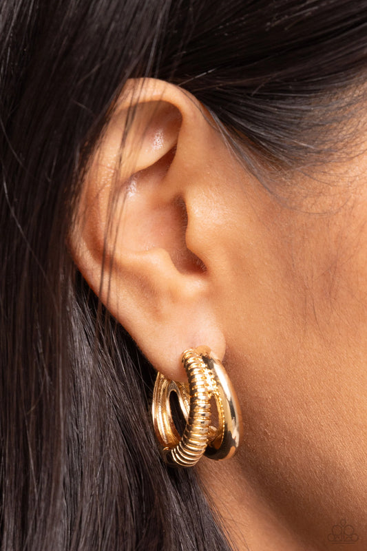 Paparazzi Textured Tremolo - Gold Earrings