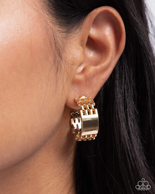 Paparazzi Interlocked Immunity - Gold Earrings