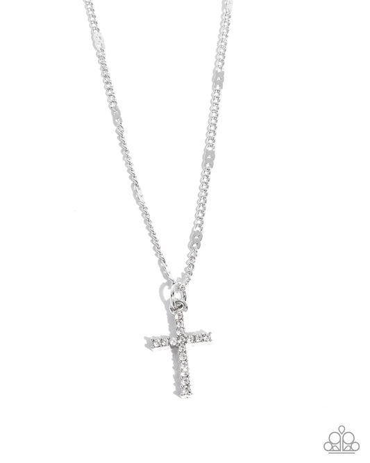 Paparazzi Endless Faith - White Necklace/Paparazzi Sacred Shimmer - White Post Earrings