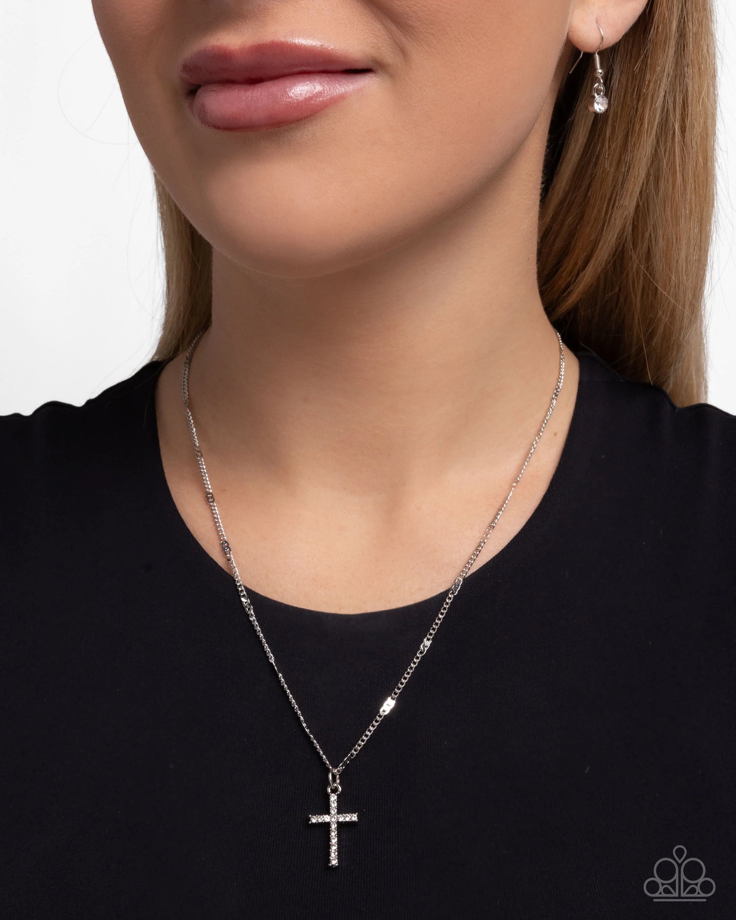 Paparazzi Endless Faith - White Necklace/Paparazzi Sacred Shimmer - White Post Earrings
