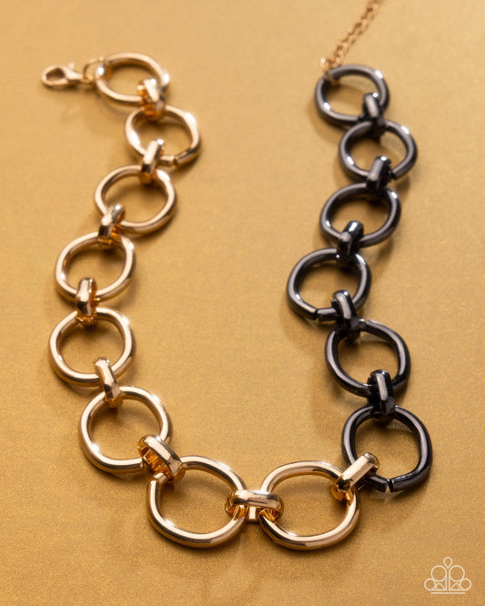 Paparazzi Mismatched Minuet - Gold Necklace