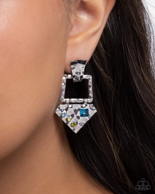 Paparazzi Hardware Headline - Blue Post Earrings