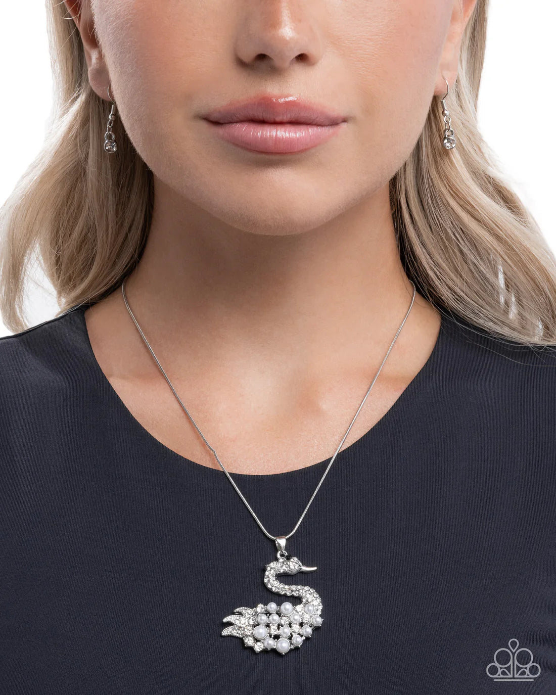 Paparazzi Necklace ~ Swan Shimmer - White
