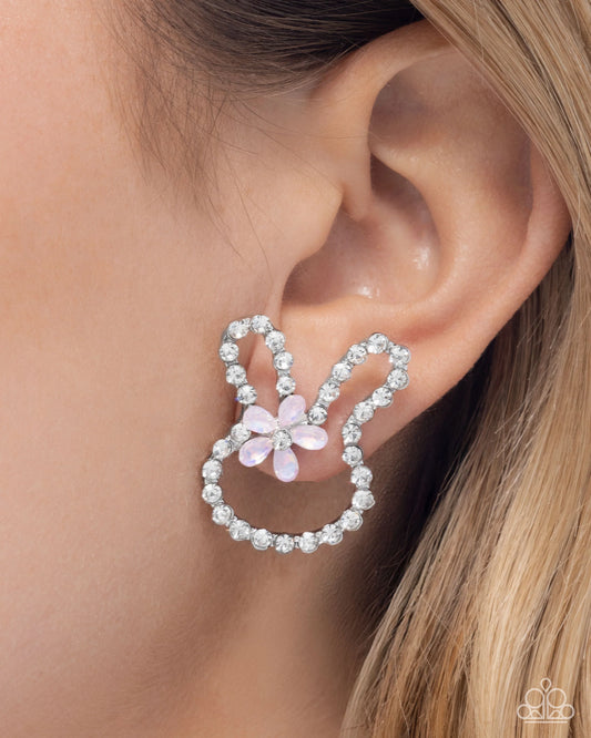Paparazzi Bunny Backdrop - Pink Post Earrings