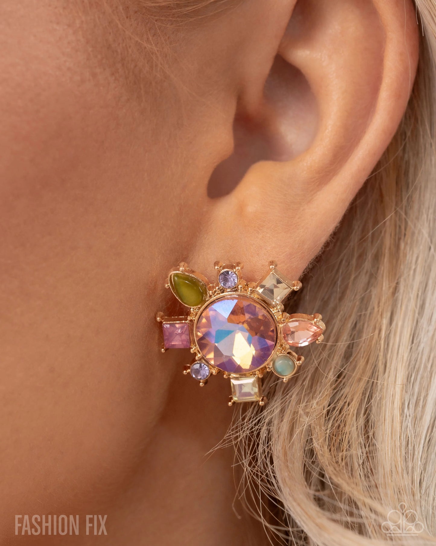 Paparazzi Post Earring: "Proper Polish - Multi