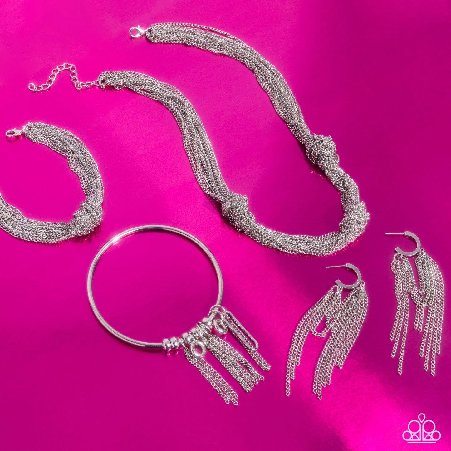 Necklace: "Copious Command - Silver" Hoop Earring: "Copious Caliber - Silver" Bracelet: "Copious Choice - Silver" Bracelet: "Copious Control - Silver