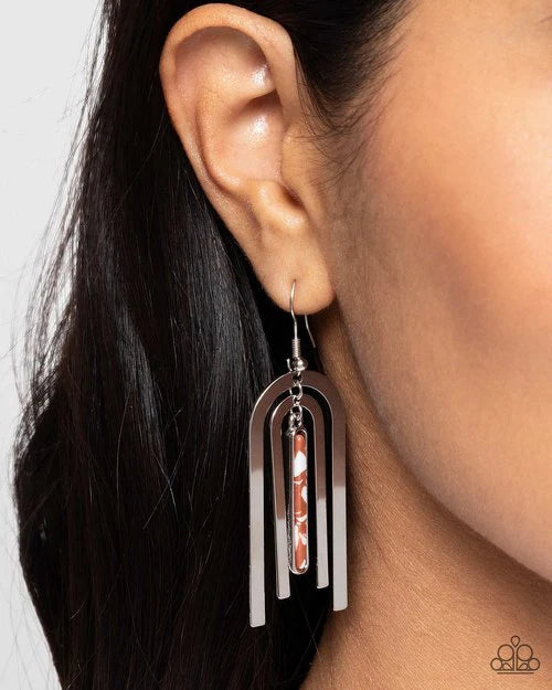 Paparazzi Earring ~ Coarse Conversation - Brown