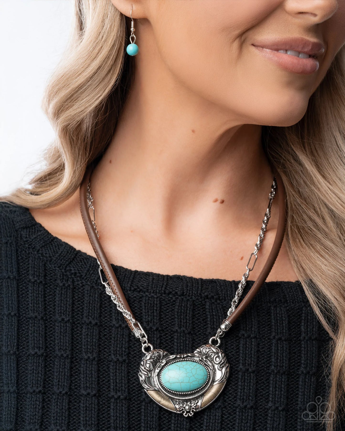 Paparazzi Grounded Gesture - Blue Necklace