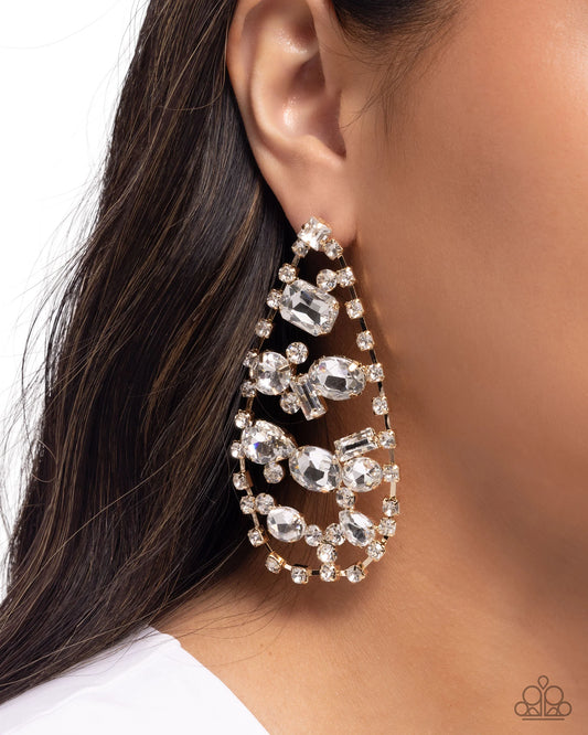Paparazzi Giant Glitter - Gold Post Earrings