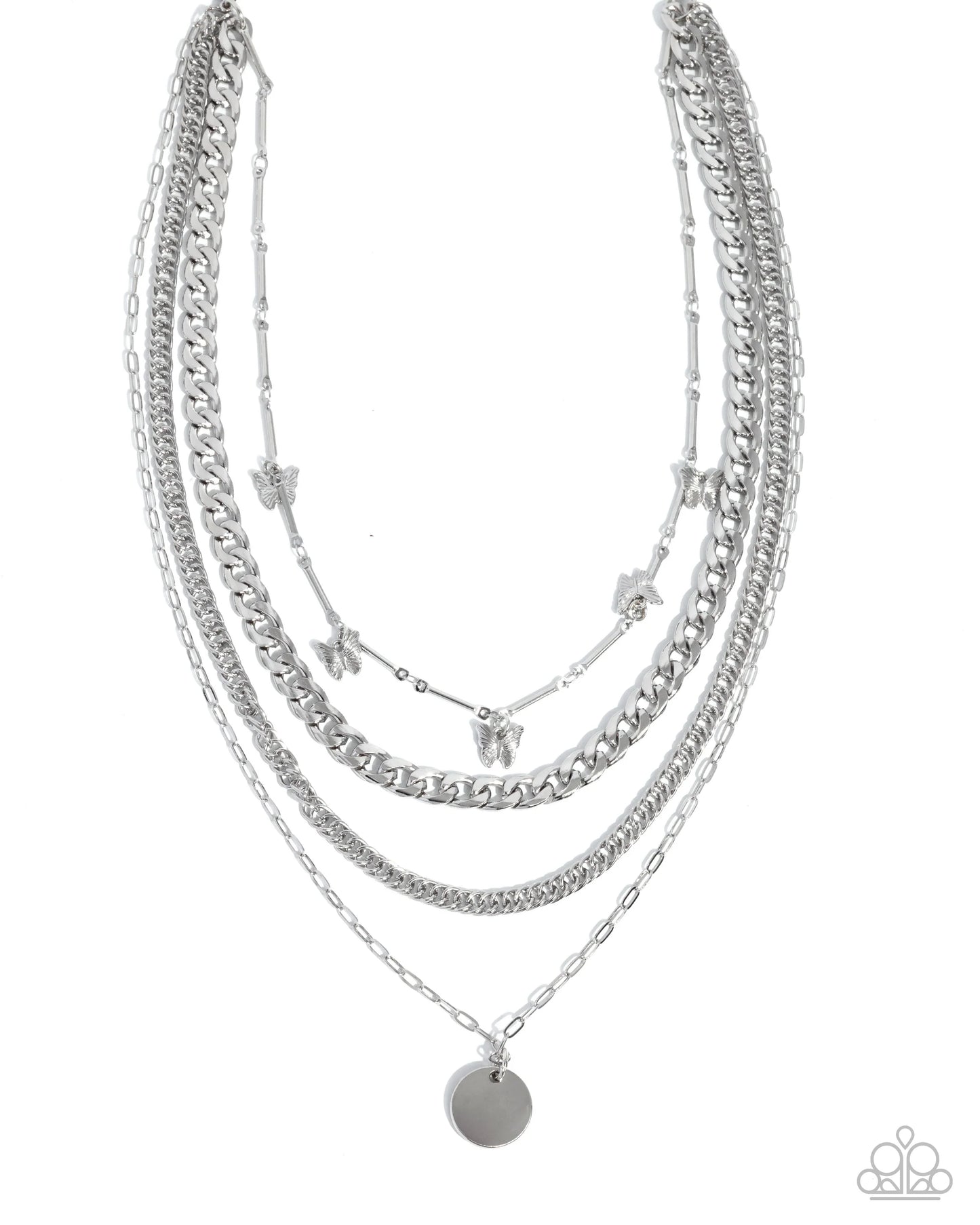 Fluttering Fringe - silver - Paparazzi necklace