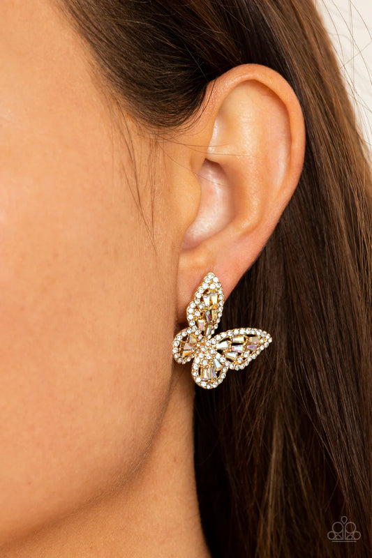 Paparazzi Smooth Like FLUTTER - Gold Post Earrings