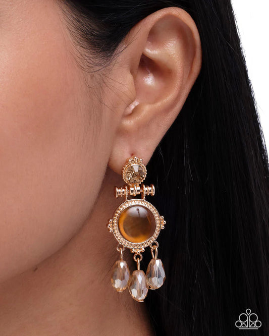 Paparazzi Easygoing Elevation - Brown Post Earrings
