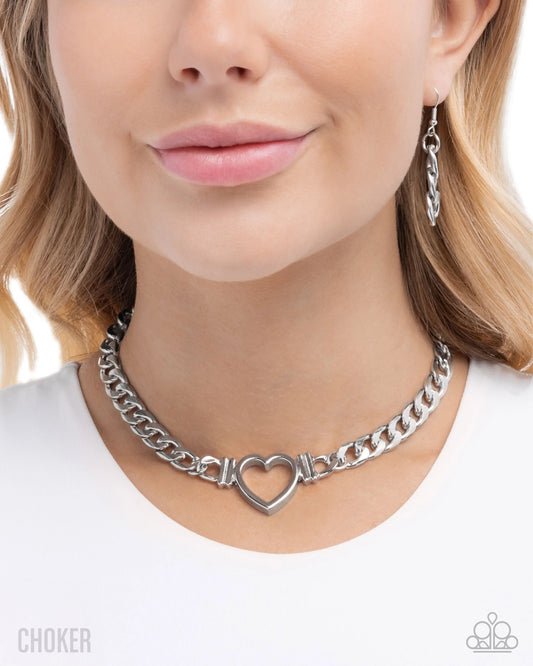 Paparazzi Heartfelt Hunch - Silver Necklace