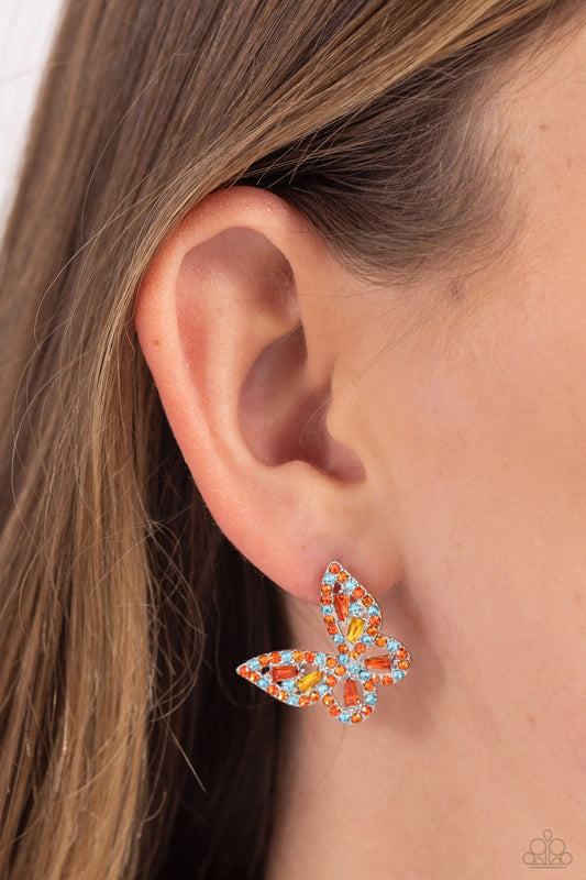 Paparazzi Tilted Takeoff - Orange Post Earrings