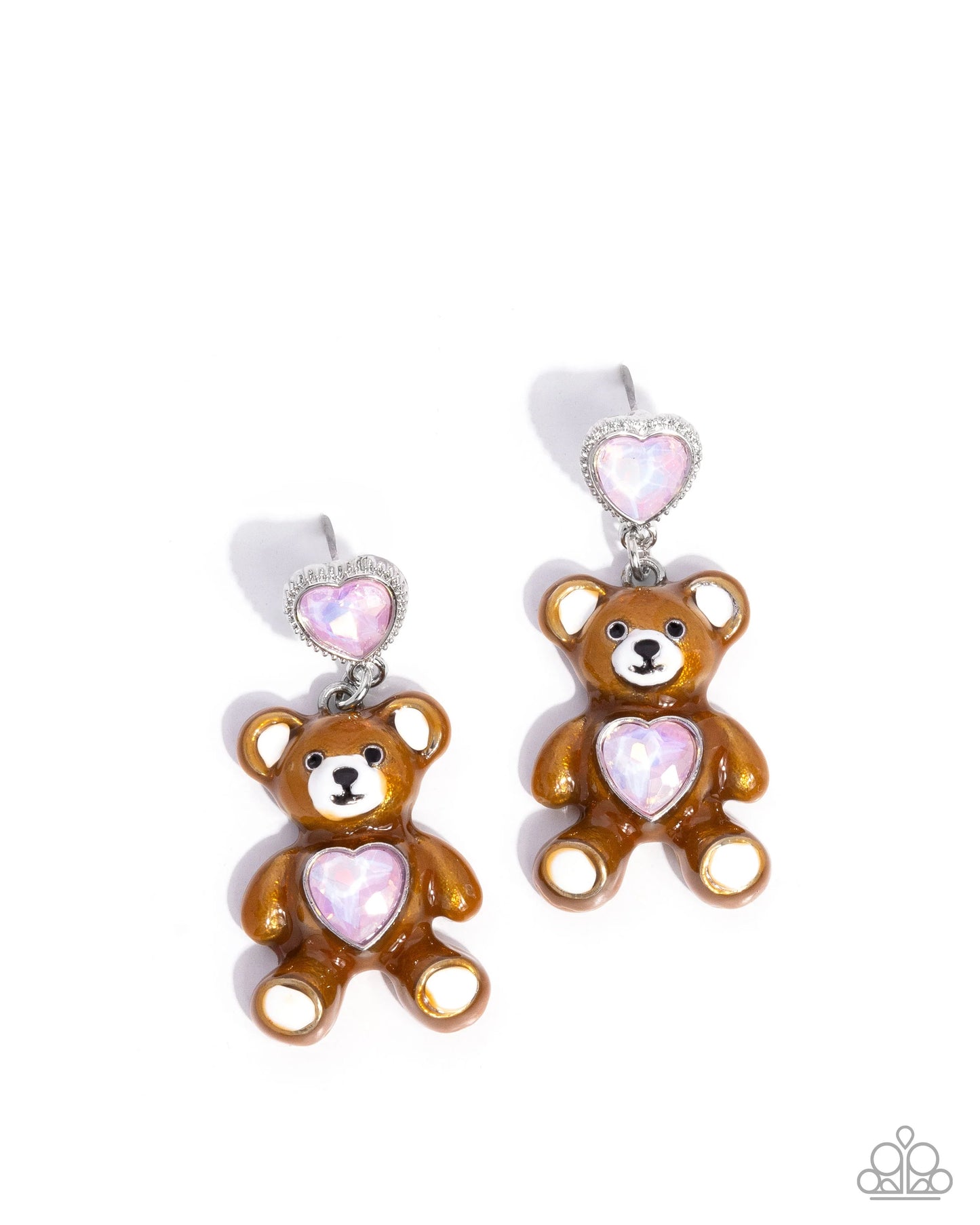 Paparazzi Traditional Teddy - Pink Post Earrings