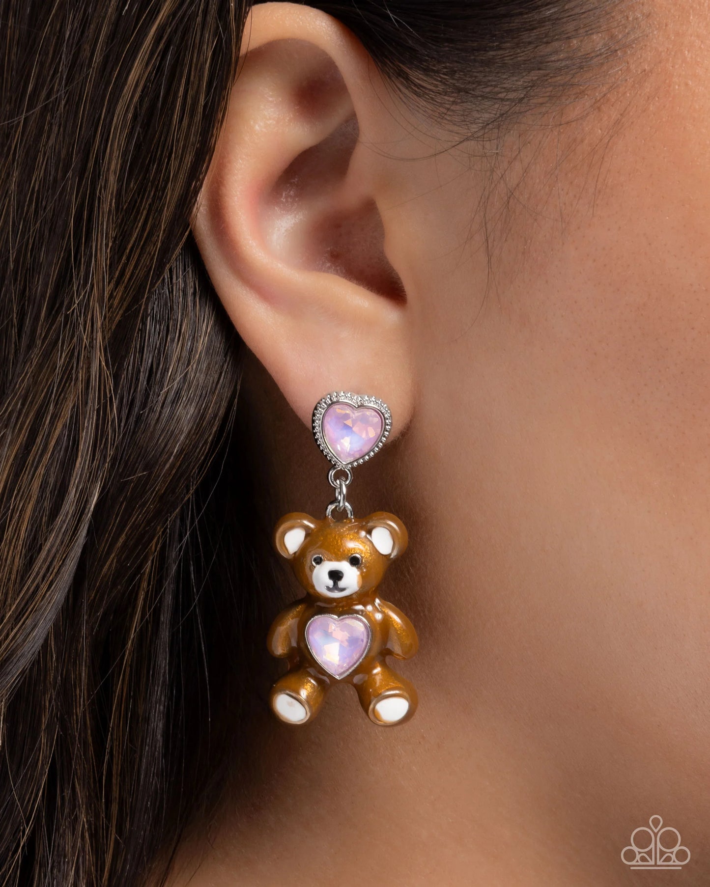 Paparazzi Traditional Teddy - Pink Post Earrings