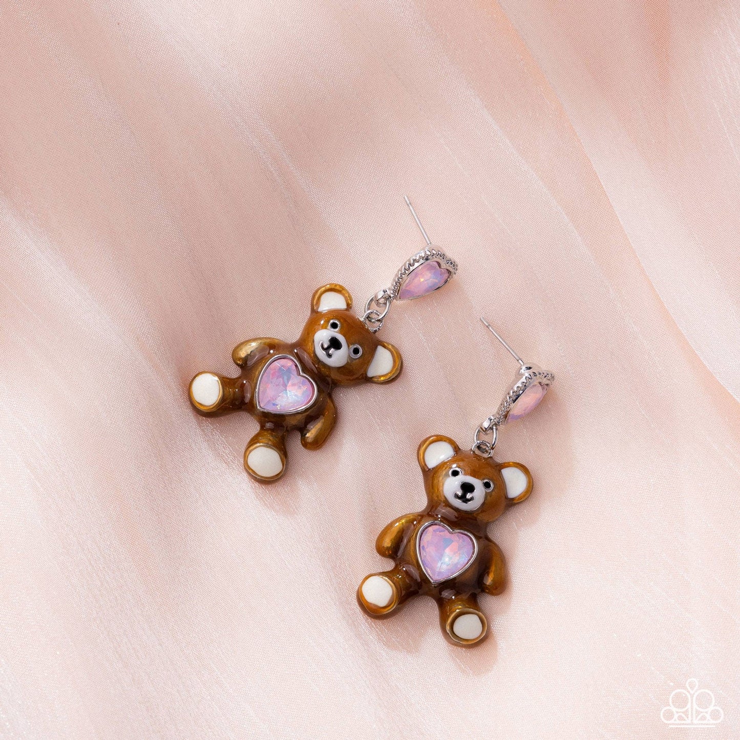 Paparazzi Traditional Teddy - Pink Post Earrings