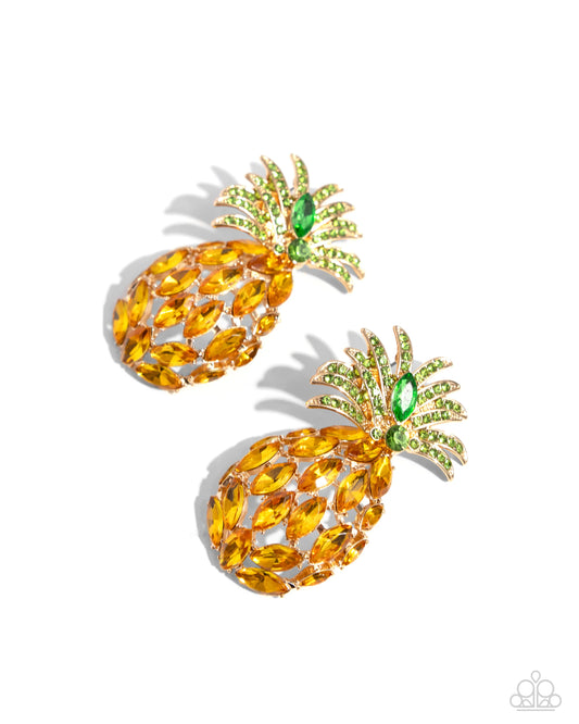 Paparazzi Pineapple Pizzazz - Yellow Post Earrings