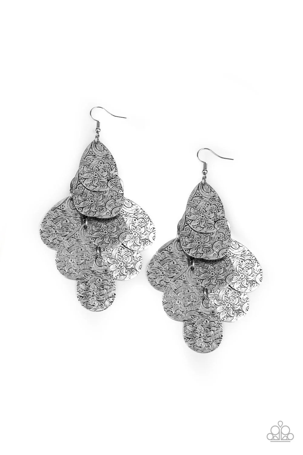 Paparazzi Hibiscus Harmony - Silver Earrings