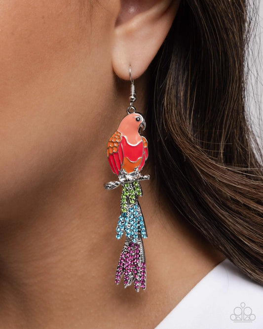 Paparazzi Parrot Pull - Orange Earrings