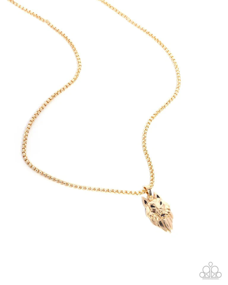 Paparazzi Necklace ~ Wolf Warrior - Gold Necklace